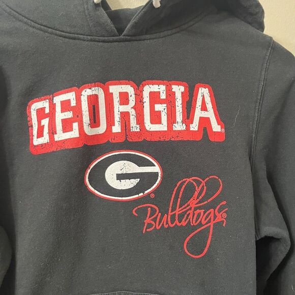 Georgia Bulldogs NCAA Hoodie Large 12 Russell Athletic Women Fleece Jacket Black - Picture 4 of 8
